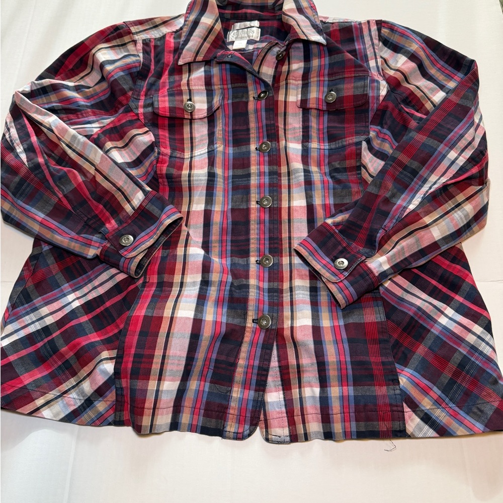 Christopher & Banks Red and Blue Plaid jacket/blazer